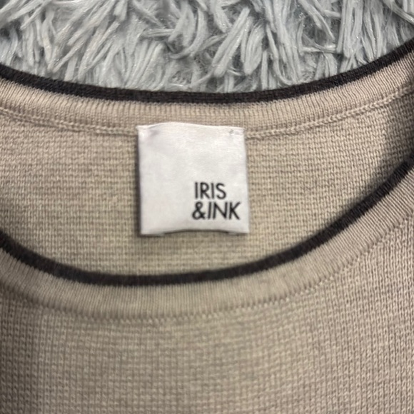 IRIS & INK Cream Sheath Dress Sleeveless Crew Neck - Picture 3 of 14